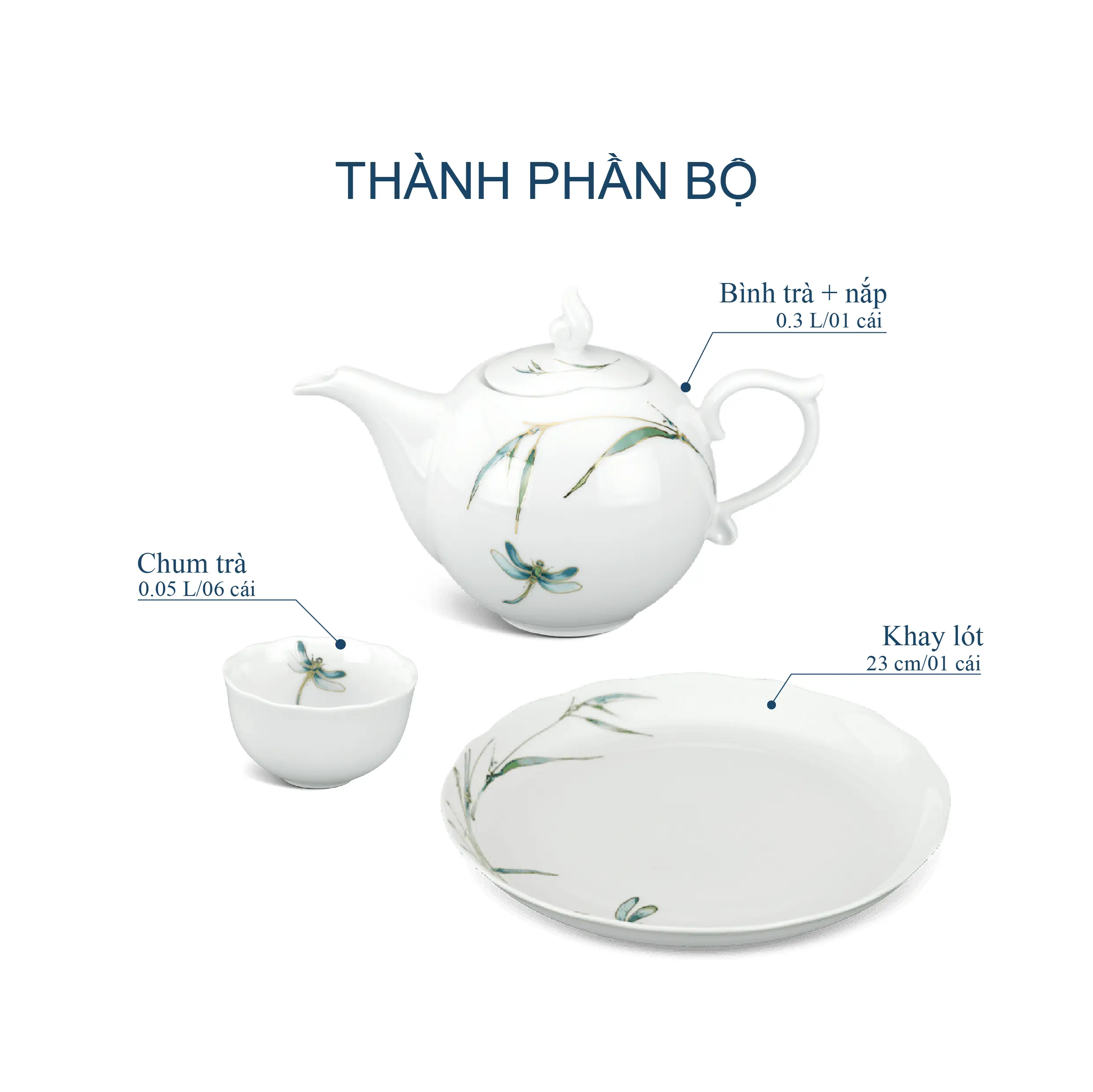 Bộ trà 0.3L - Mẫu Đơn IFP - Thanh Trúc