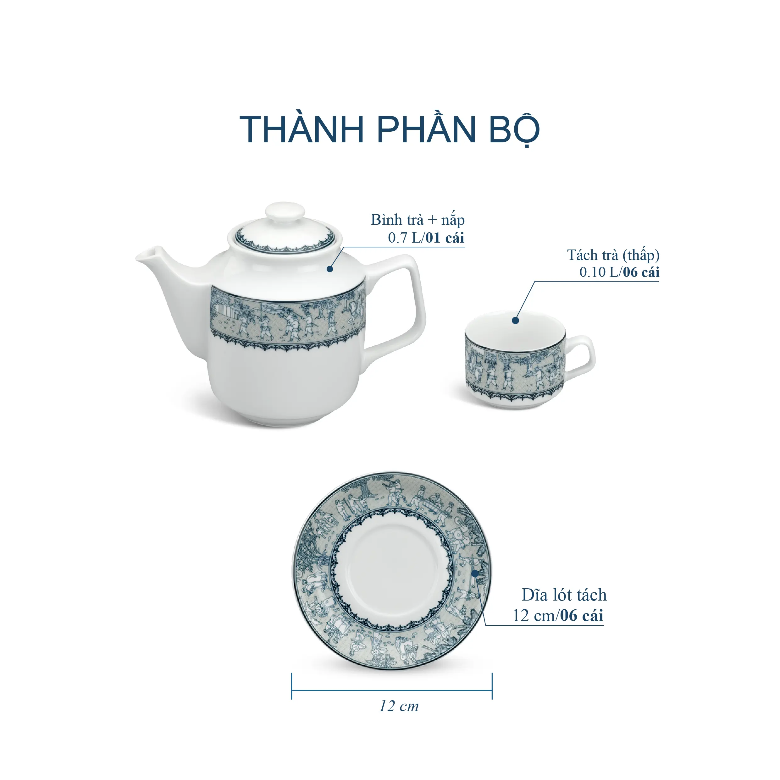 Bộ trà 0.7 L - Jasmine - Vinh Quy Nhạt