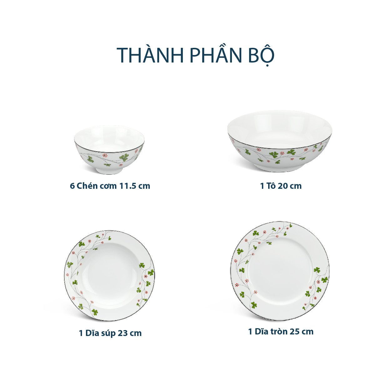 Bộ đồ ăn 9 sản phẩm - Jasmine - Hoa May Mắn