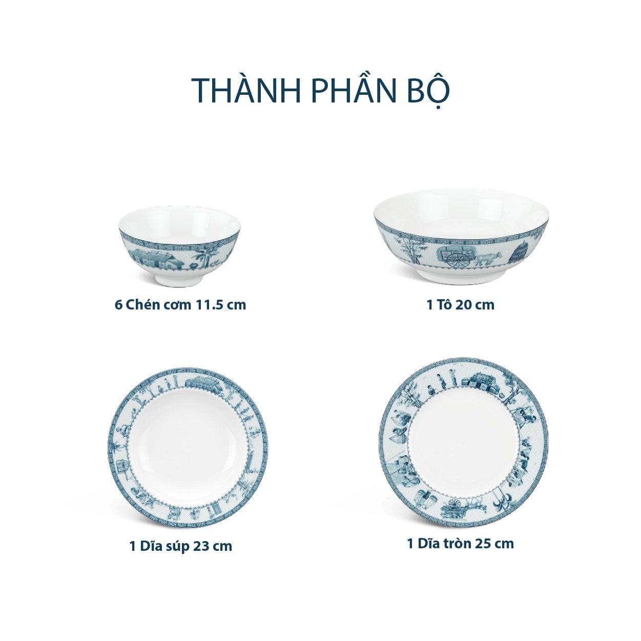 Bộ đồ ăn 9 sản phẩm - Jasmine - Thôn Dã