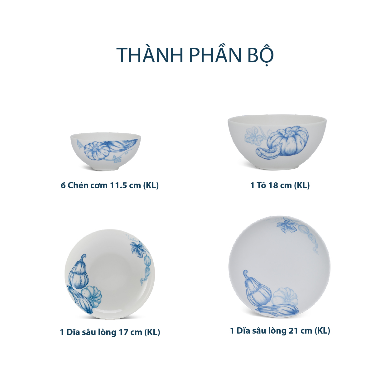 Bộ đồ ăn 09 sản phẩm - Timeless IFP - Vườn Nhà Sương Mờ