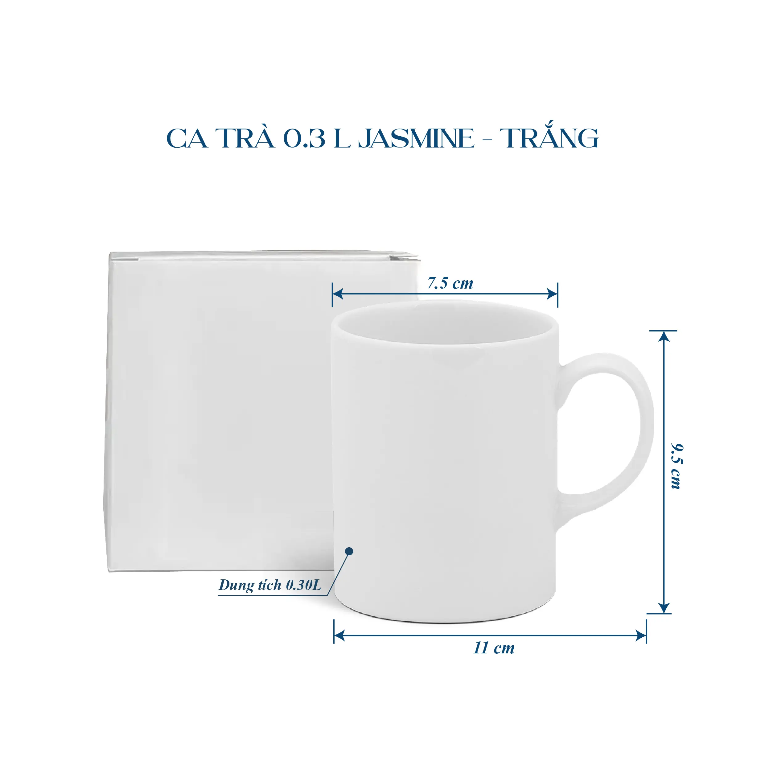 Ca trà 0.3L - Jasmine - Trắng
