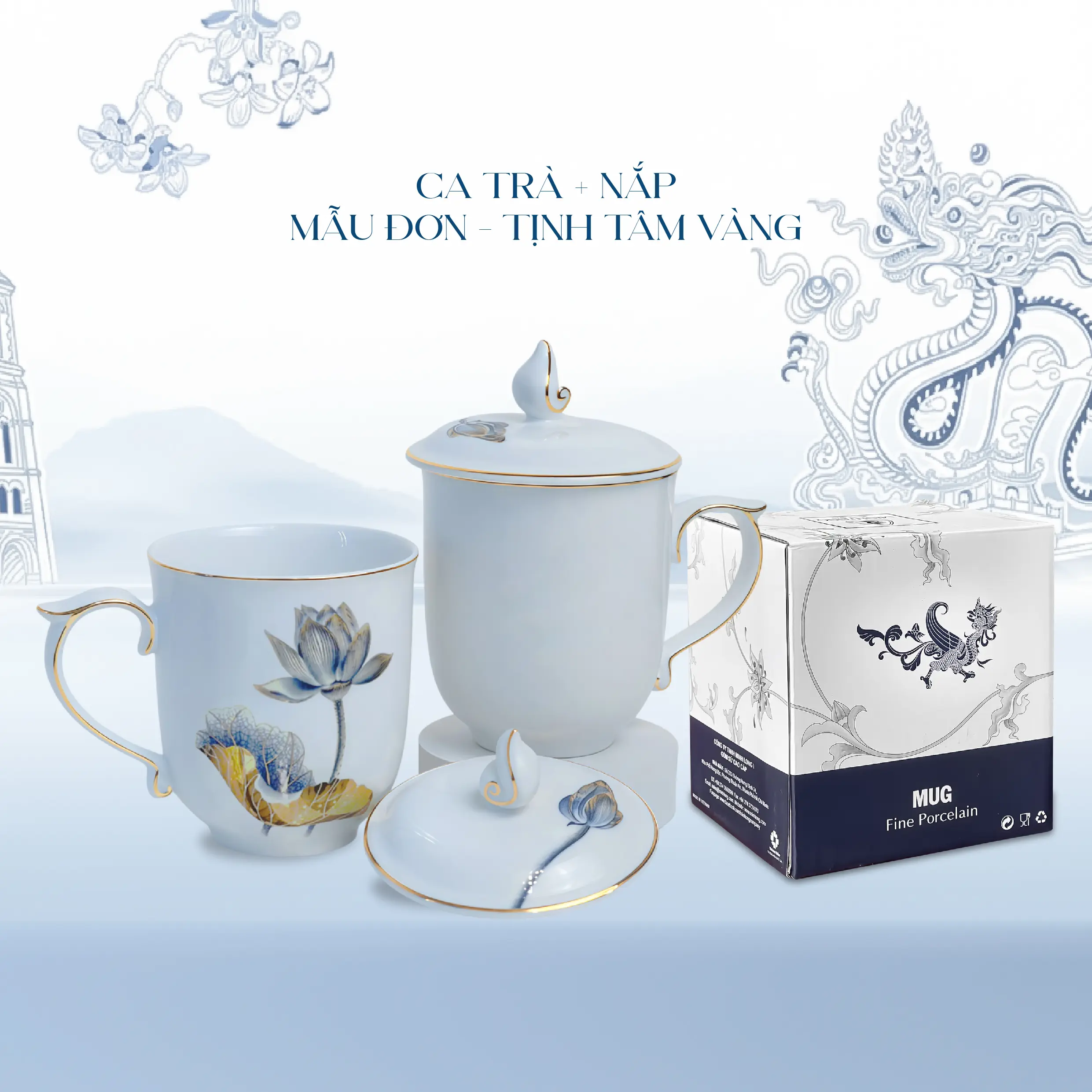 Ca trà 0.30 L - Mẫu Đơn - Tịnh Tâm Vàng
