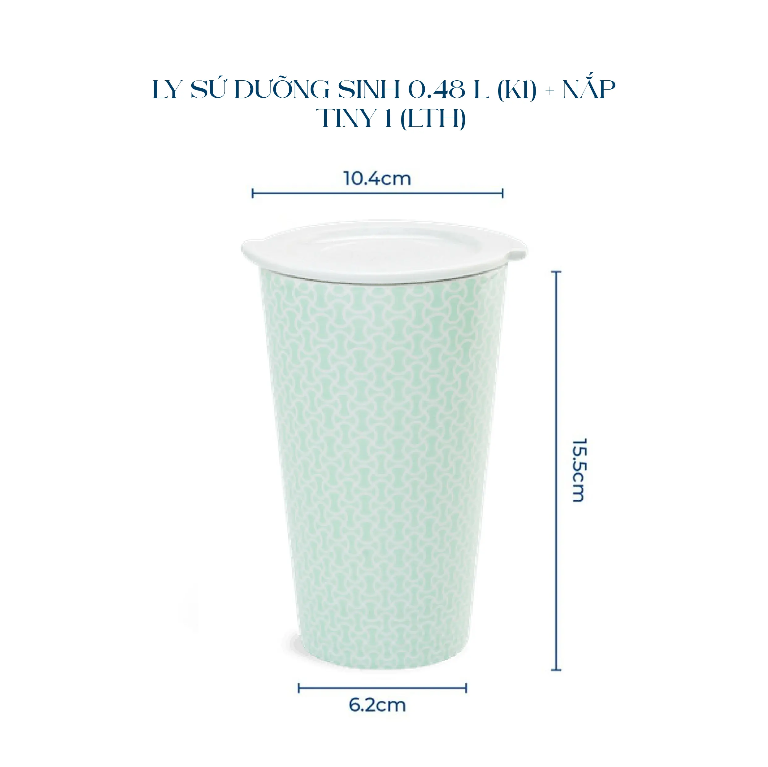 Ly sứ dưỡng sinh 0.48L (K1) + nắp Dưỡng sinh Tiny 1 (LTH)