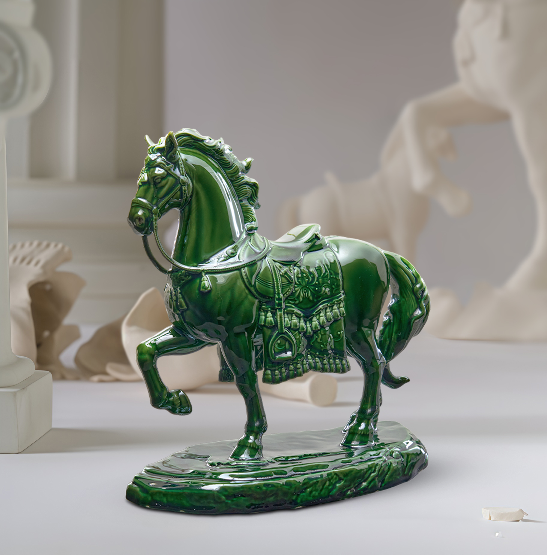Tượng Bảo Mã 23.9 cm - Tượng - Lưu Ly Xanh