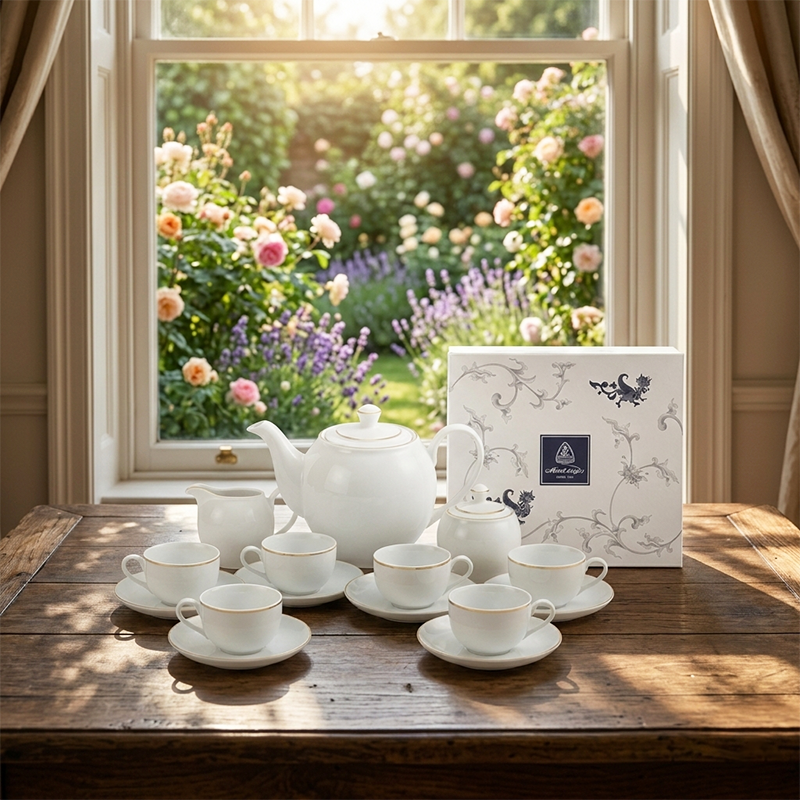 Bộ trà 1.1L - Camellia -  Viền chỉ vàng