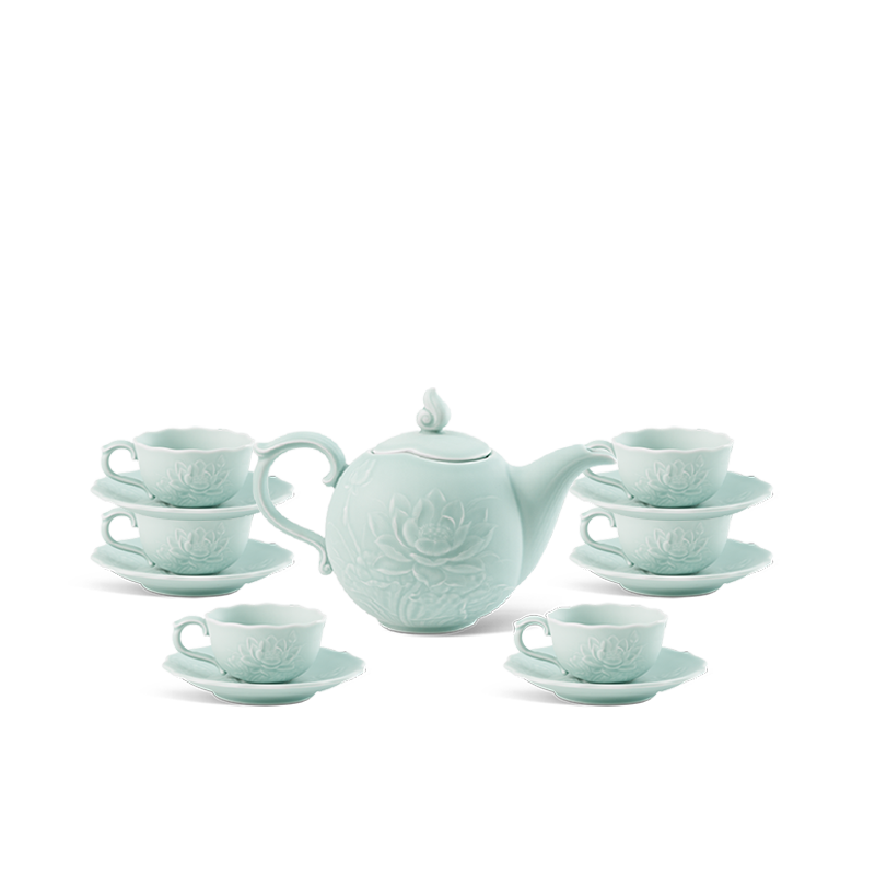 Bộ trà 0.7 L - Sen - Men Ngọc Sương Mờ