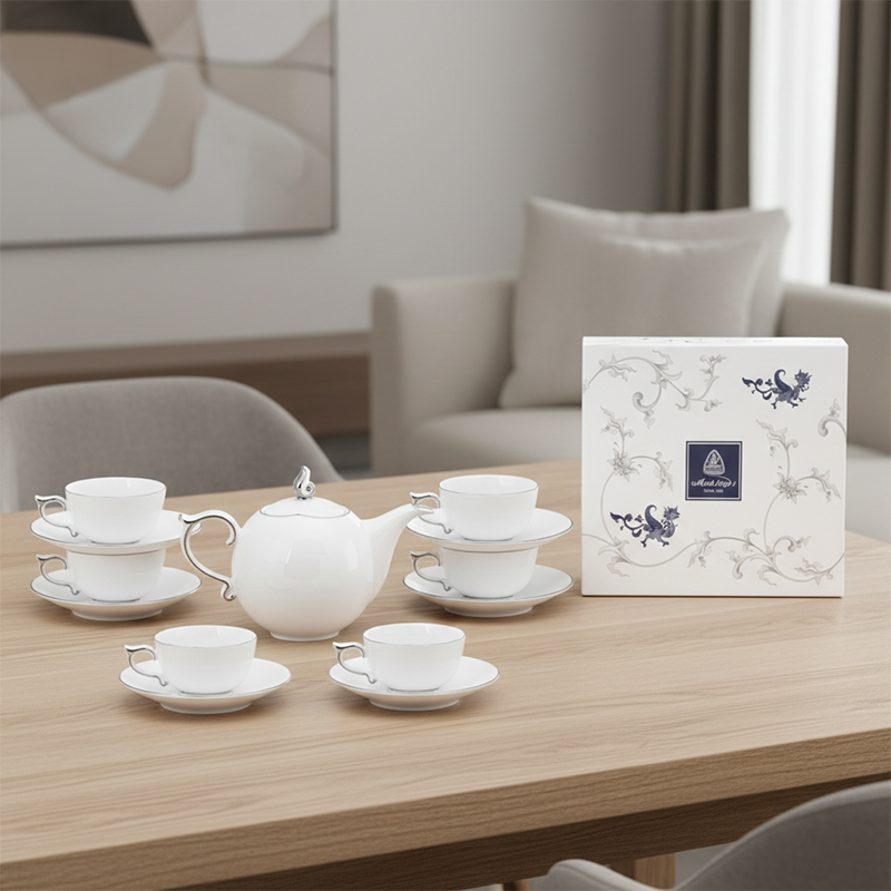 Bộ trà 0.7L - Mẫu đơn IFP - Chỉ Bạch Kim