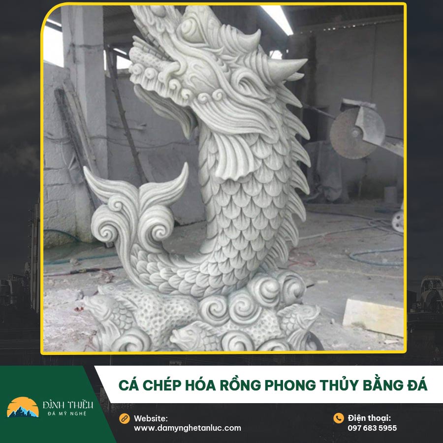 Cá Chép Hóa Rồng phong thủy bằng đá – Biểu tượng của thành công và thịnh vượng