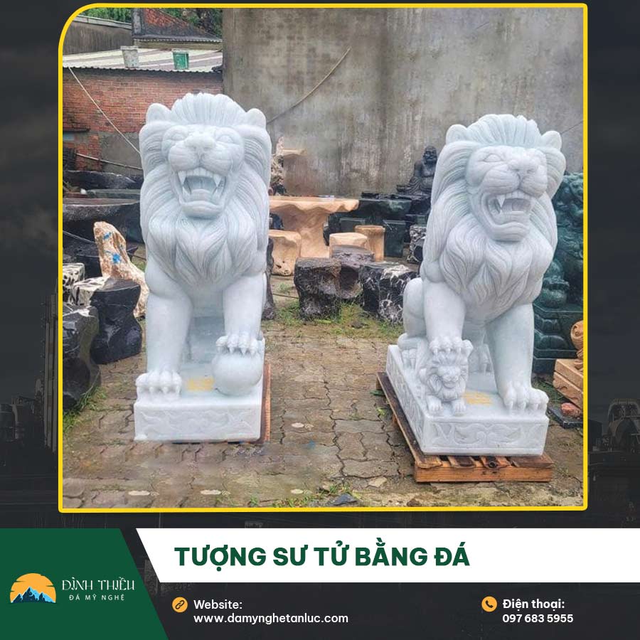 Tượng Sư Tử Bằng Đá – Linh vật phong thủy trấn trạch và tạo điểm nhấn cho công trình