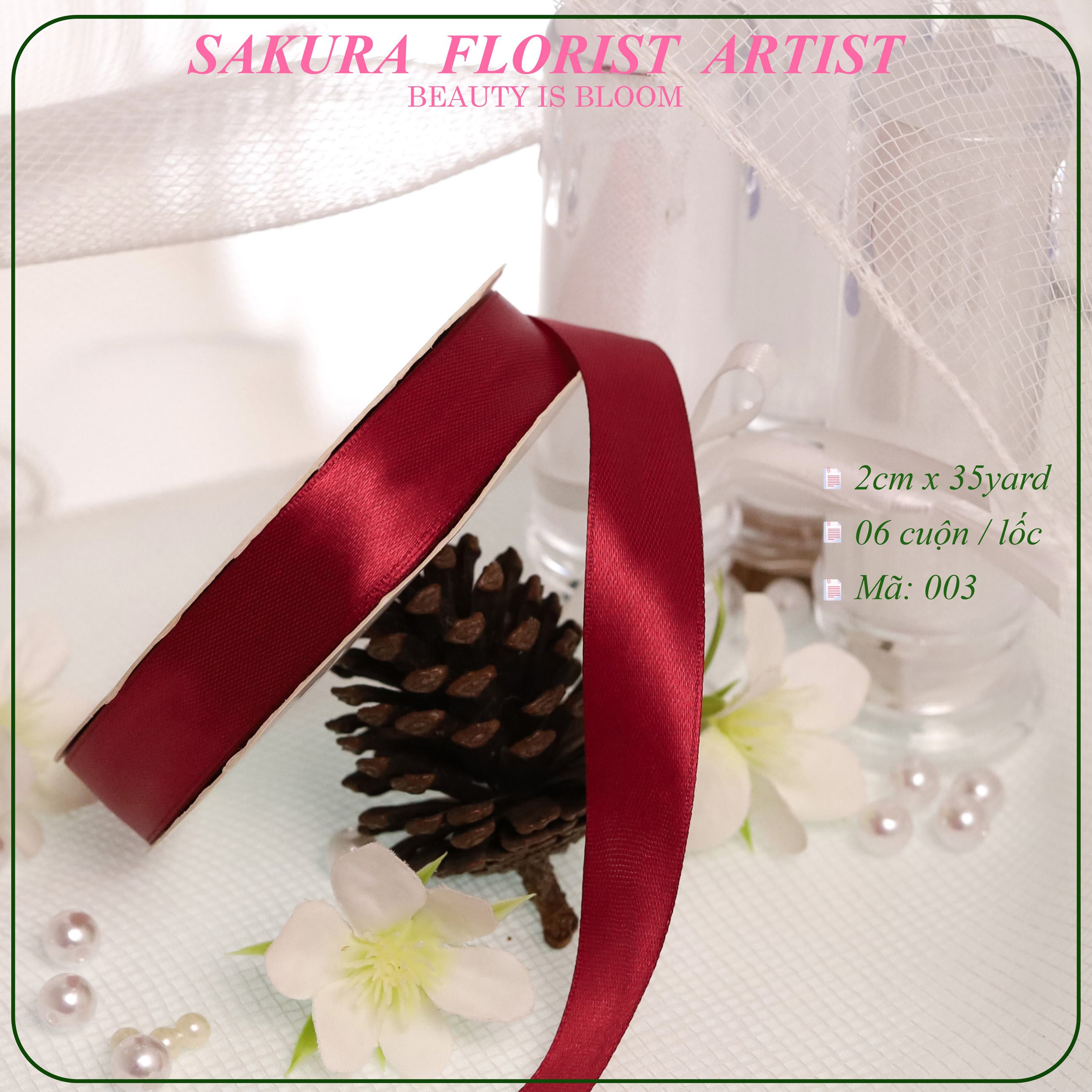 2cm-Ruy Băng Vải Trơn