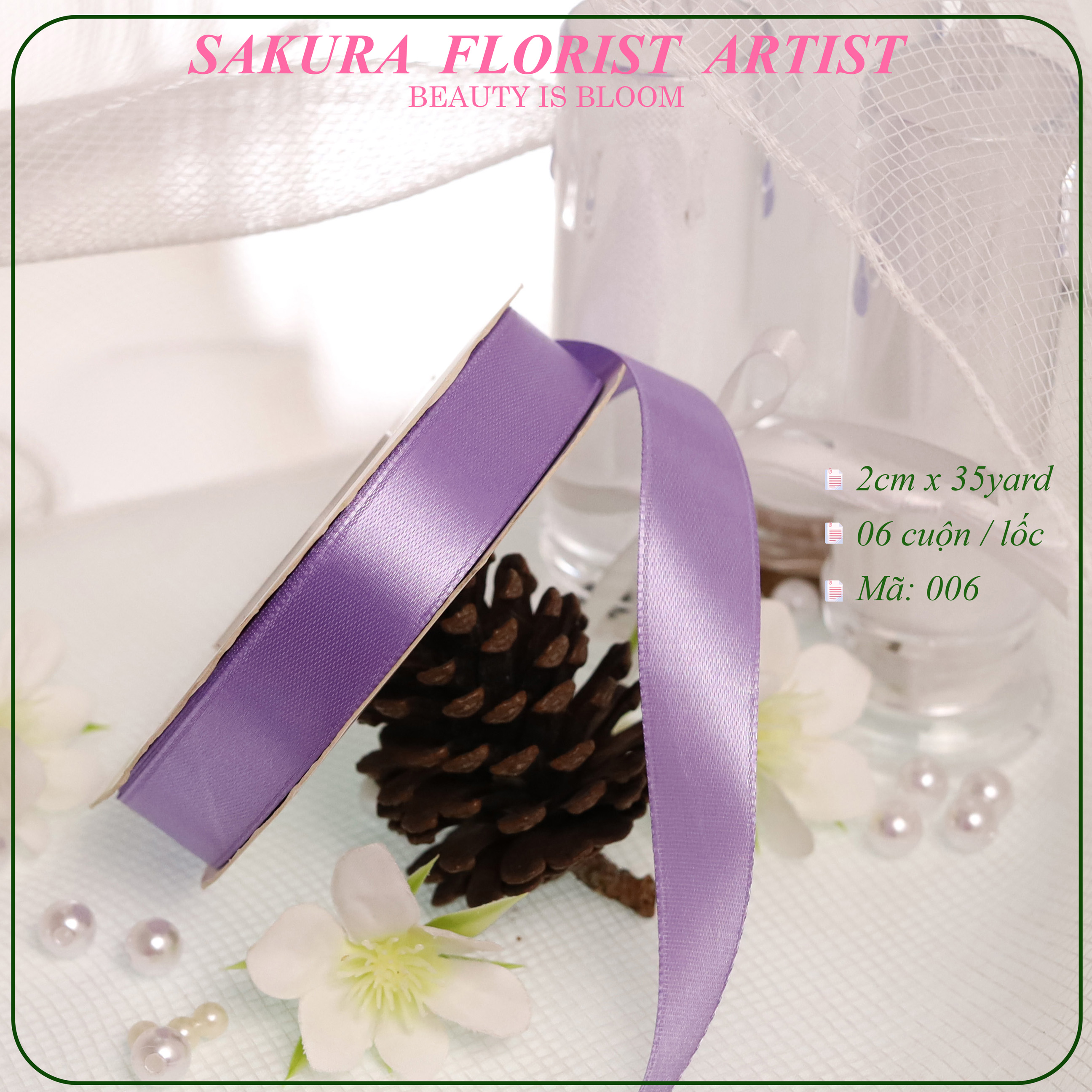 2cm-Ruy Băng Vải Trơn