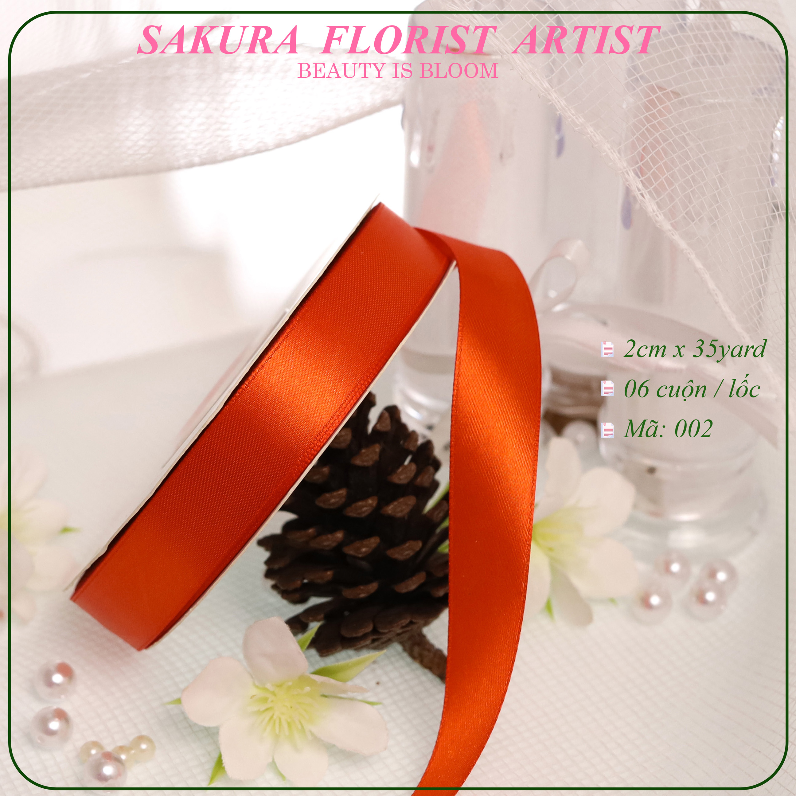 2cm-Ruy Băng Vải Trơn