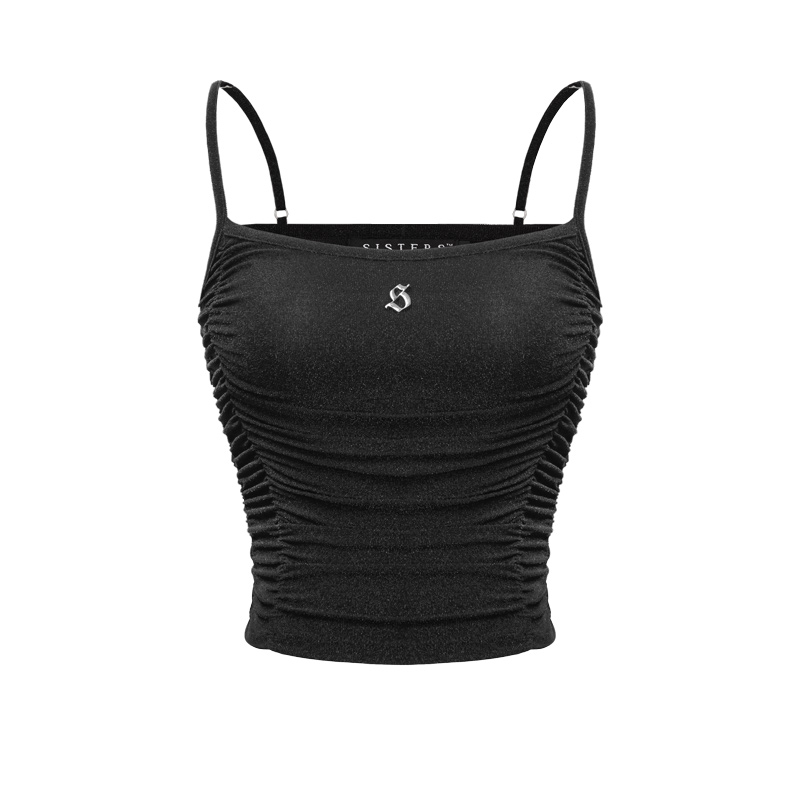 SISTERS Áo dây nhún ánh kim Bling