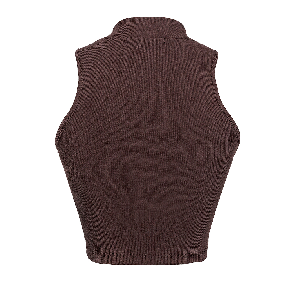 Sisters Áo croptop cổ lọ thun gân co giãn Mico