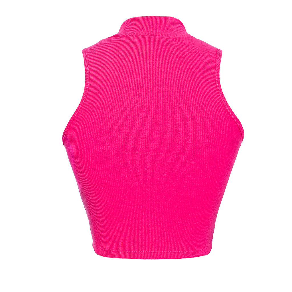 Sisters Áo croptop cổ lọ thun gân co giãn Mico