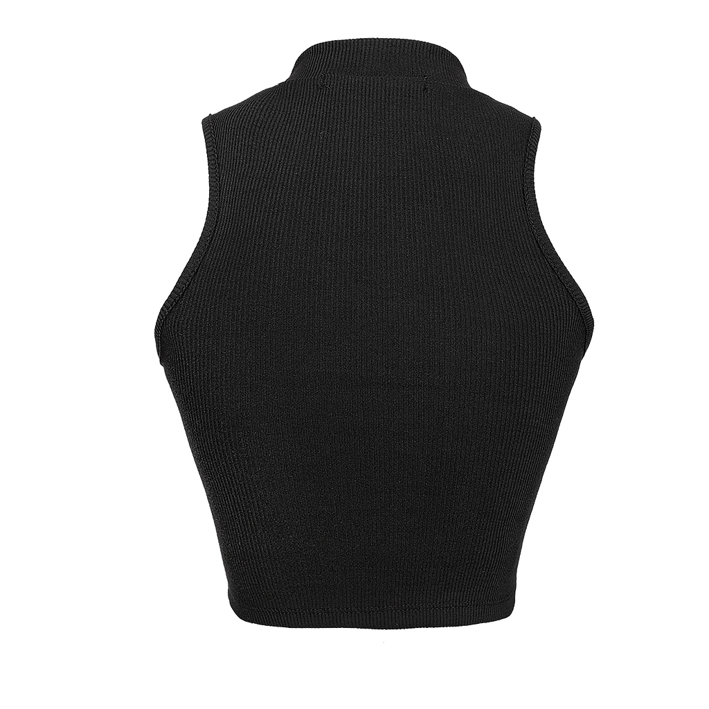 Sisters Áo croptop cổ lọ thun gân co giãn Mico