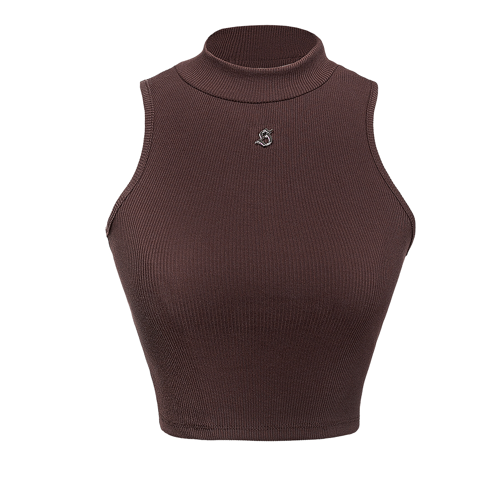 Sisters Áo croptop cổ lọ thun gân co giãn Mico