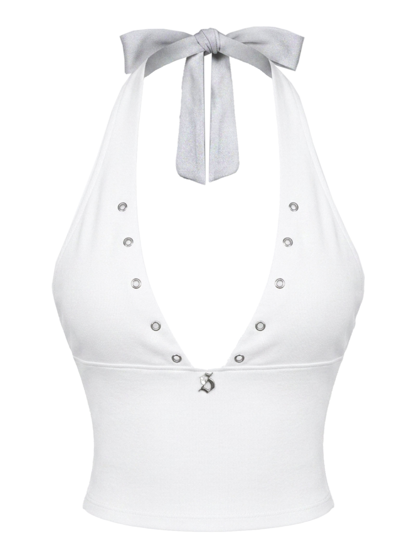 SISTERS Áo croptop cổ yếm dây lưng thắt nơ Belinda - Trắng