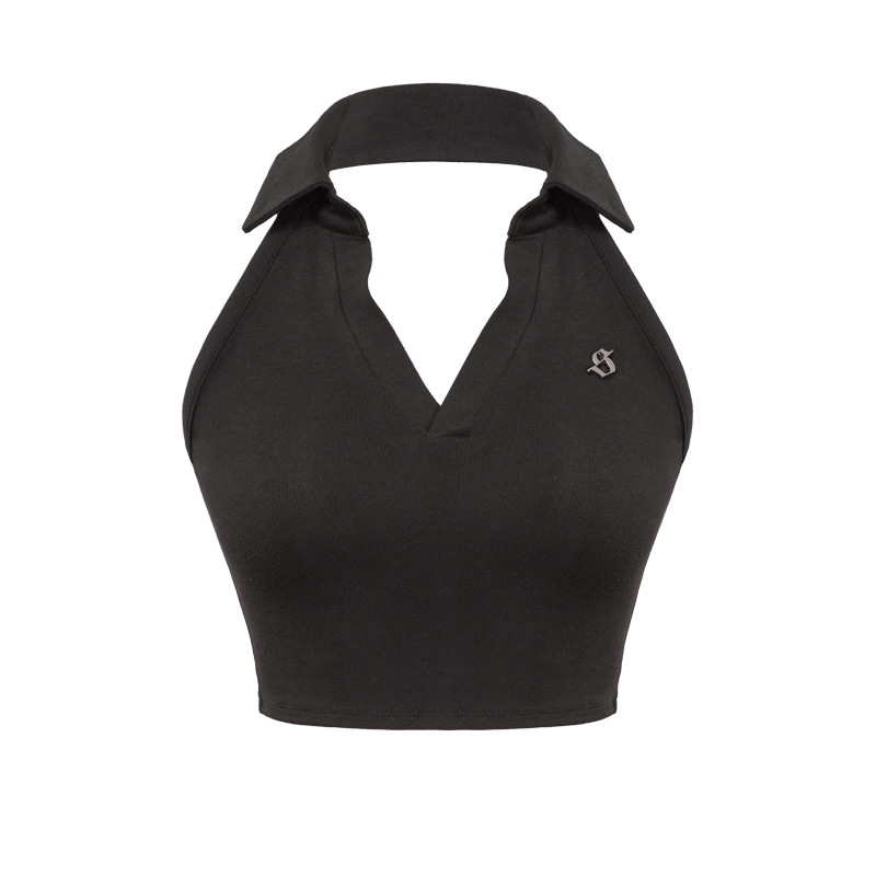 SISTERS Áo croptop ba lỗ cổ bẻ Isobe