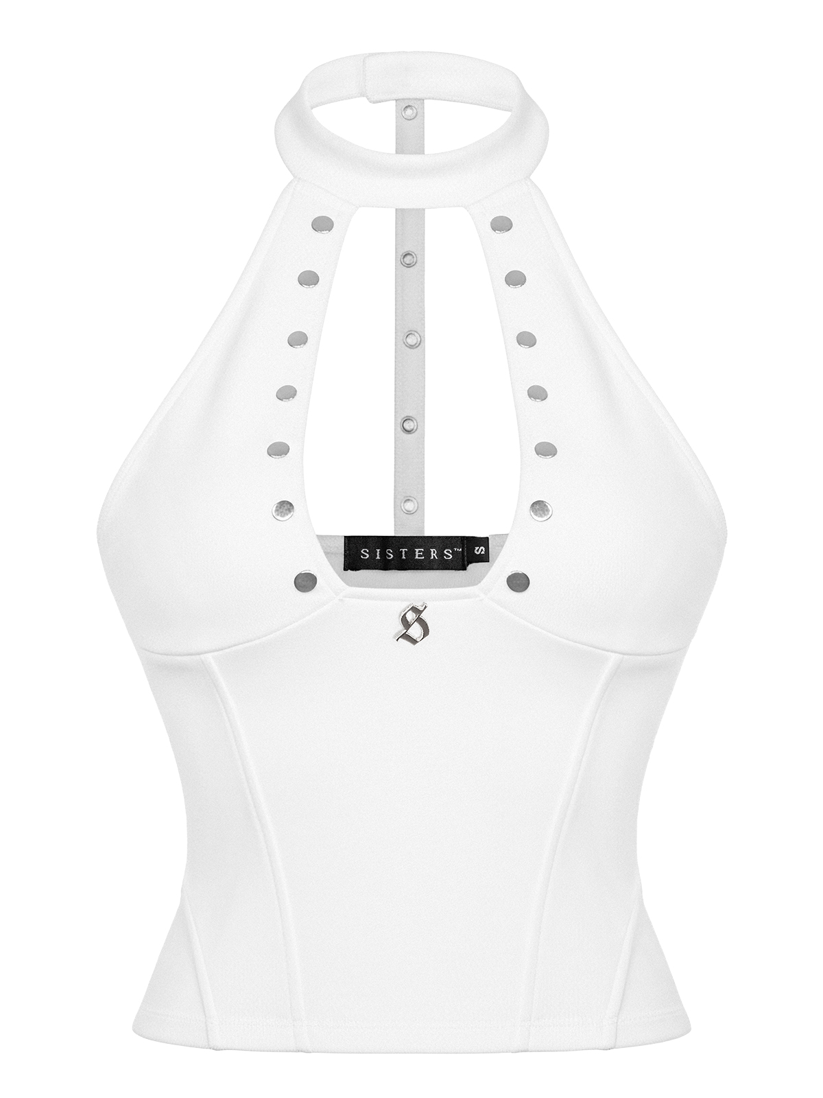 SISTERS Áo croptop phối đinh tán Cherish - Trắng