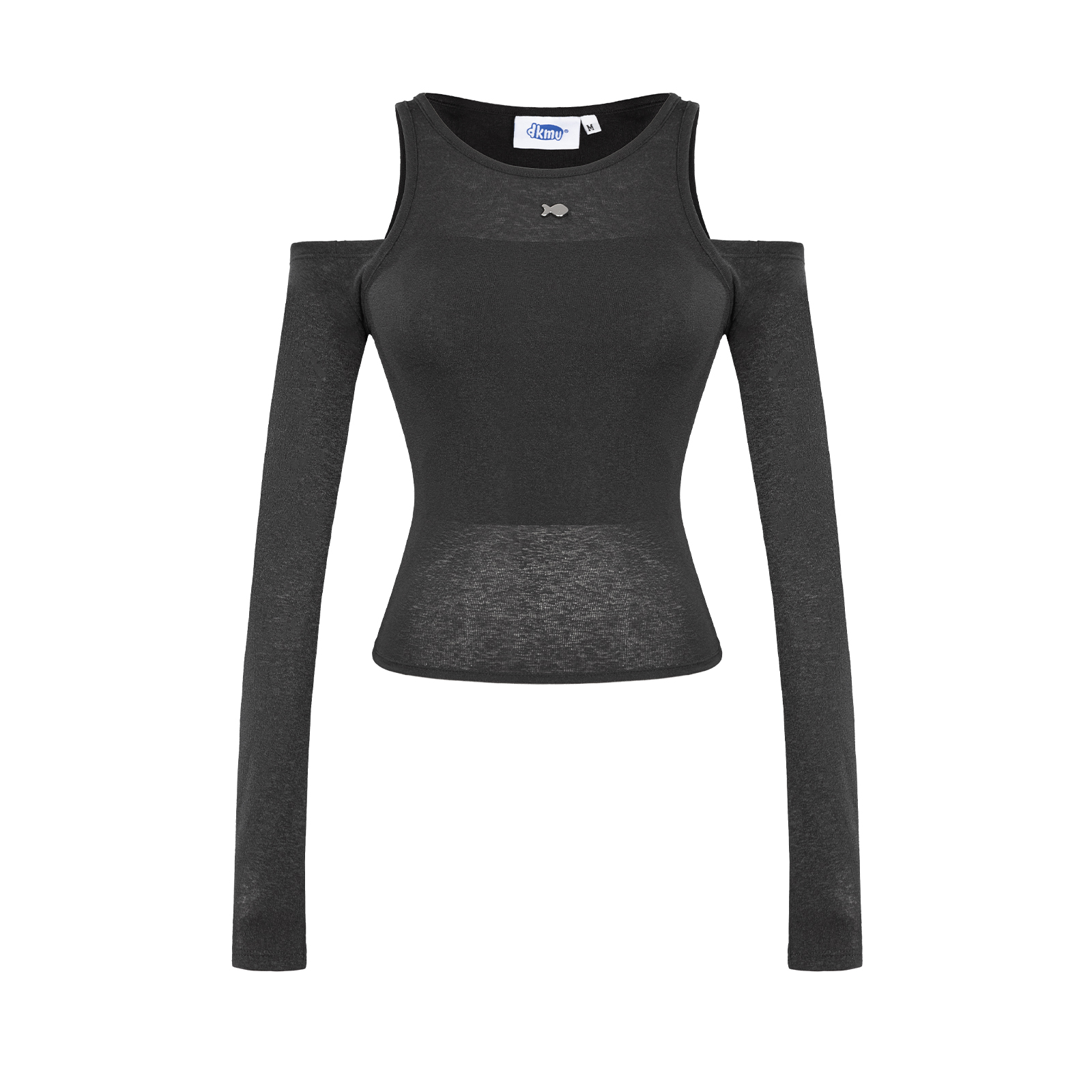 Áo dài tay nữ ôm body khoét vai DKMV thun cát xuyên thấu