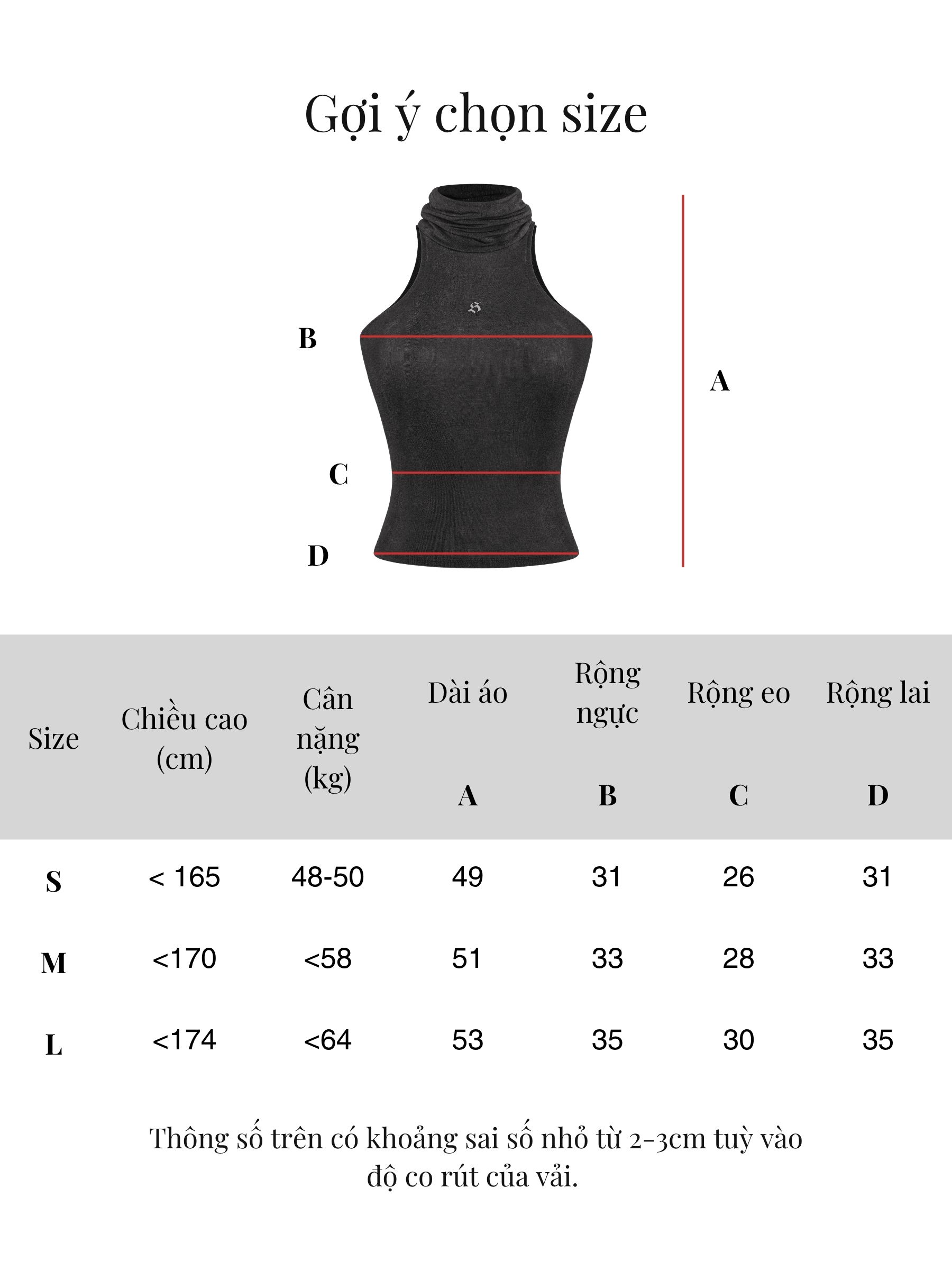 SISTERS Áo croptop cổ lọ Pruce - Đen