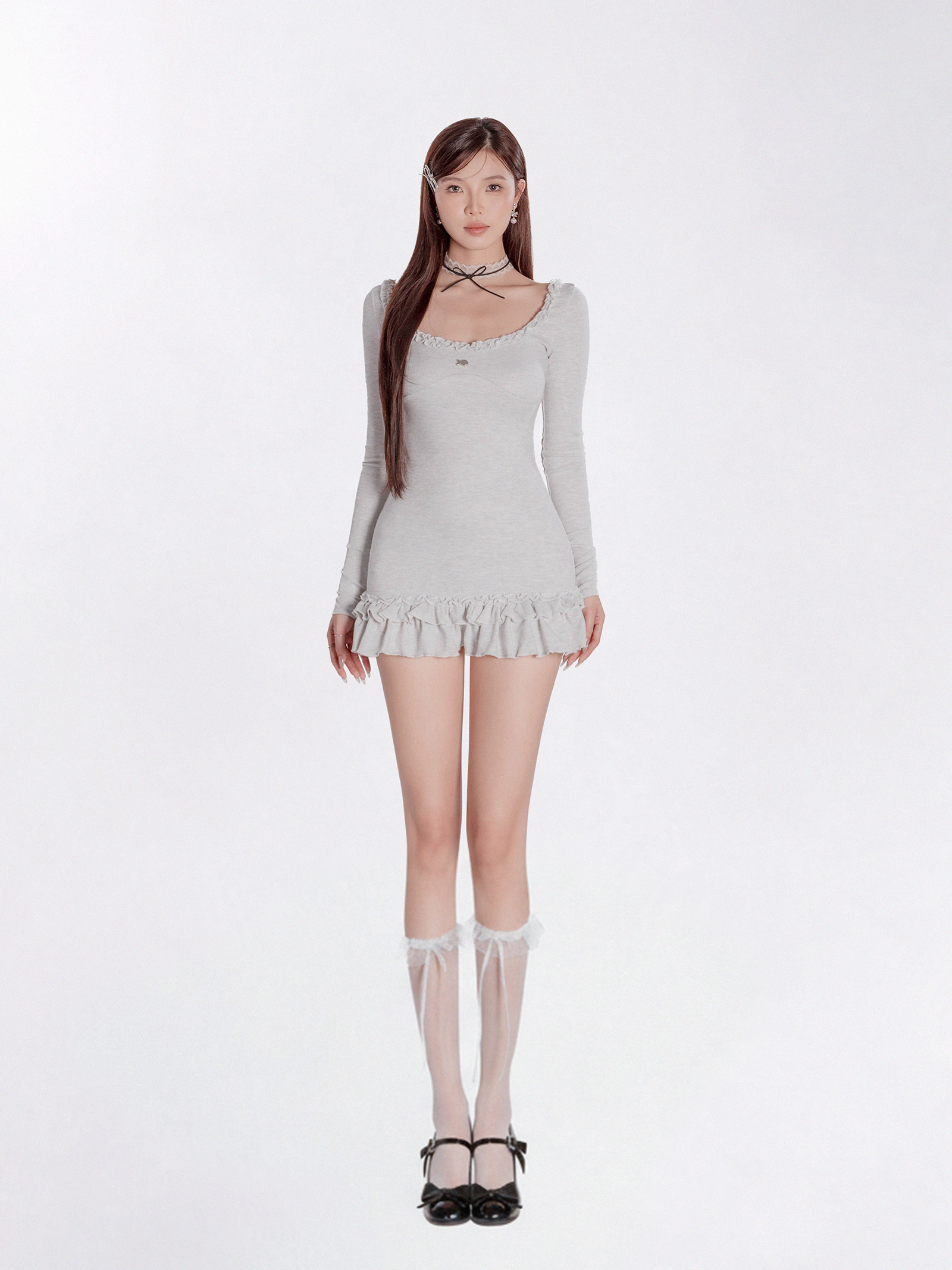 DKMV Cather Dress - Xám trắng