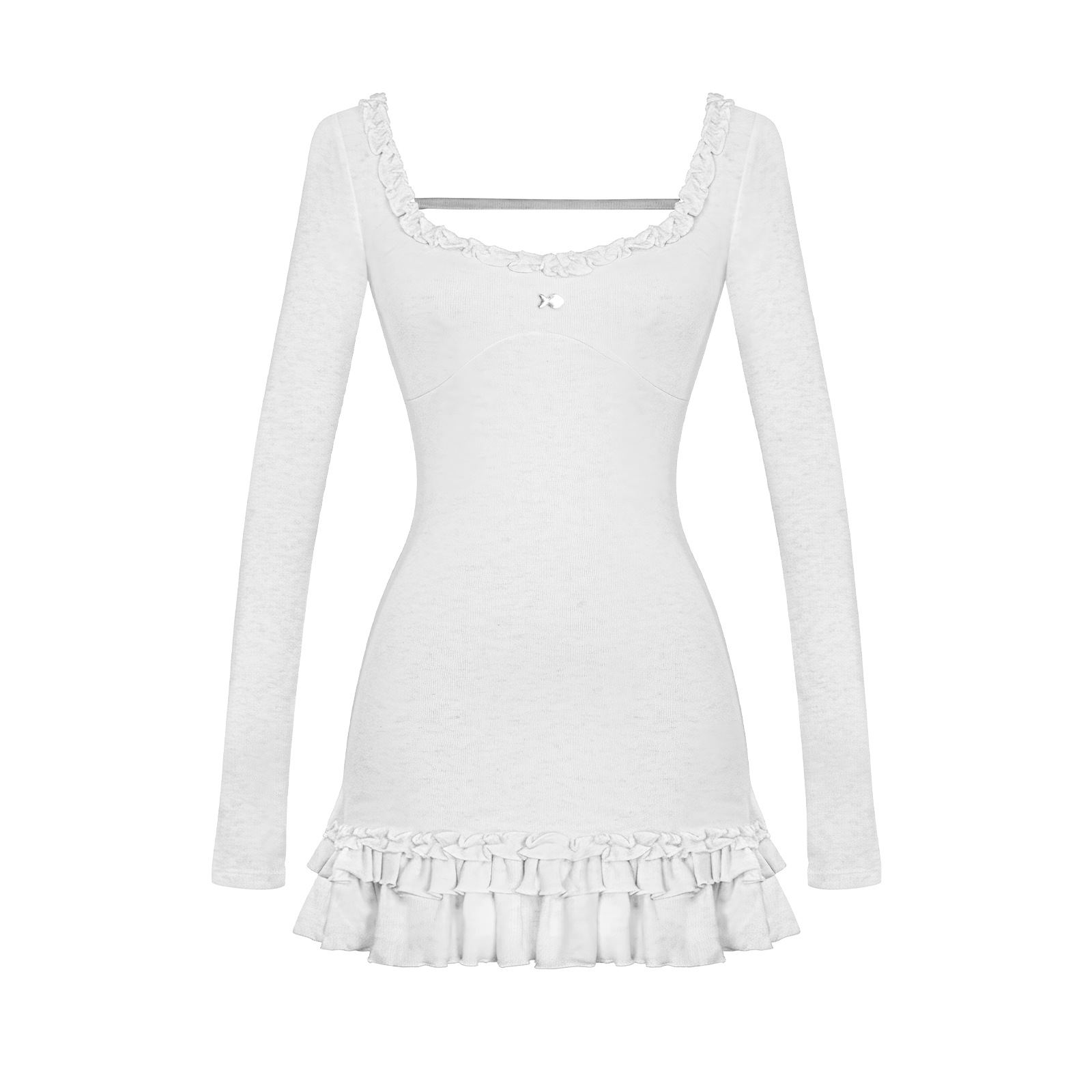 Đầm đuôi cá ngắn dáng dài tay nữ DKMV viền bèo hở lưng