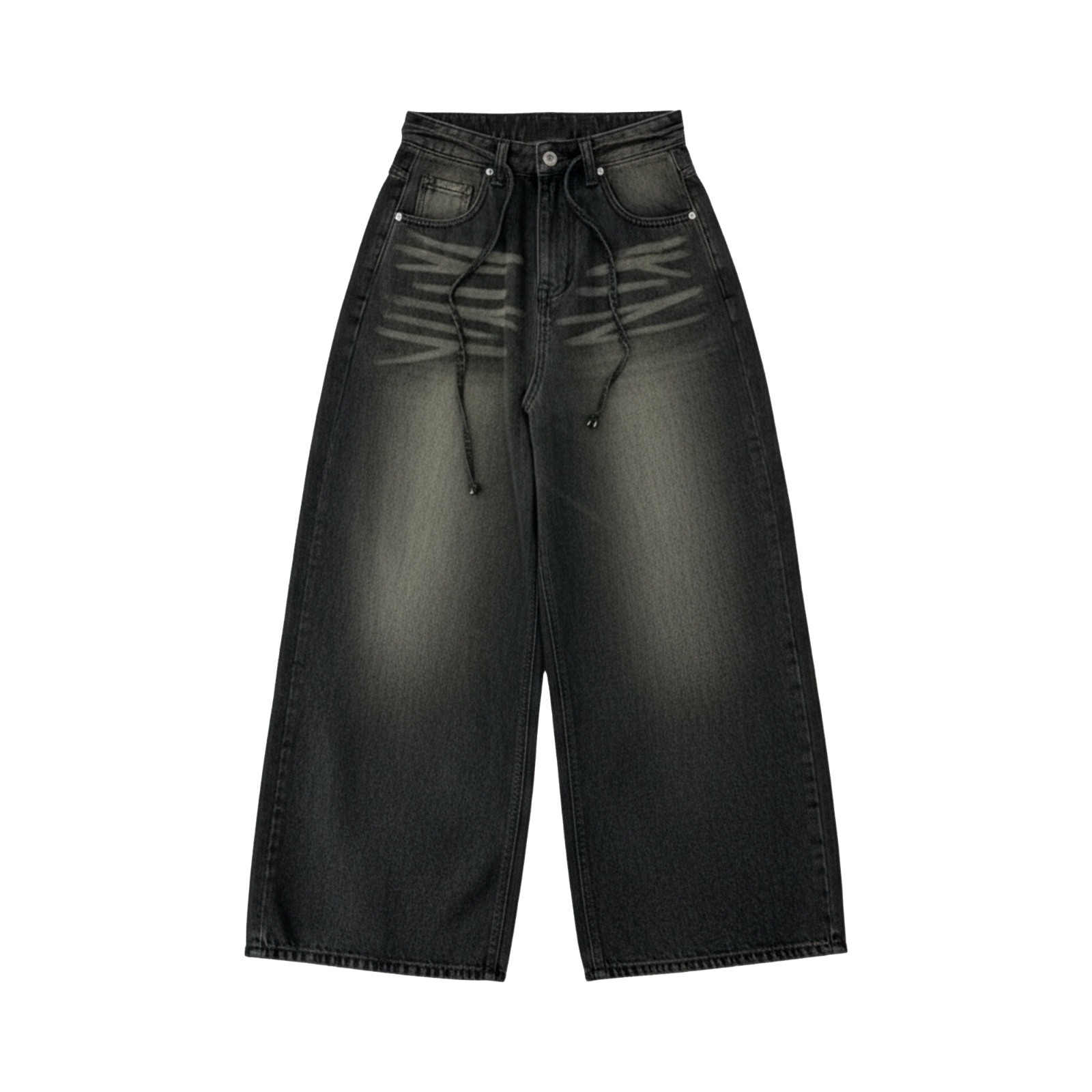 Quần suông jeans unisex màu đen bạc NULLED N-Q16