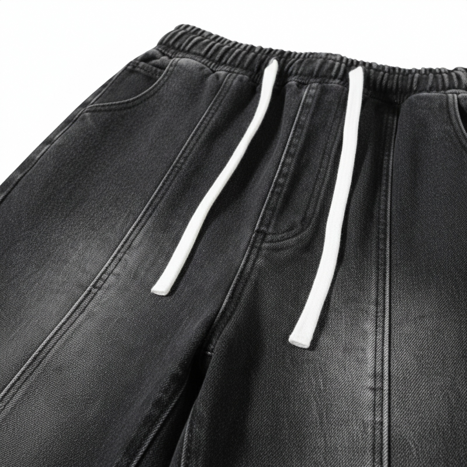 Quần baggy suông đen dây rút NULLED N-Q25-D