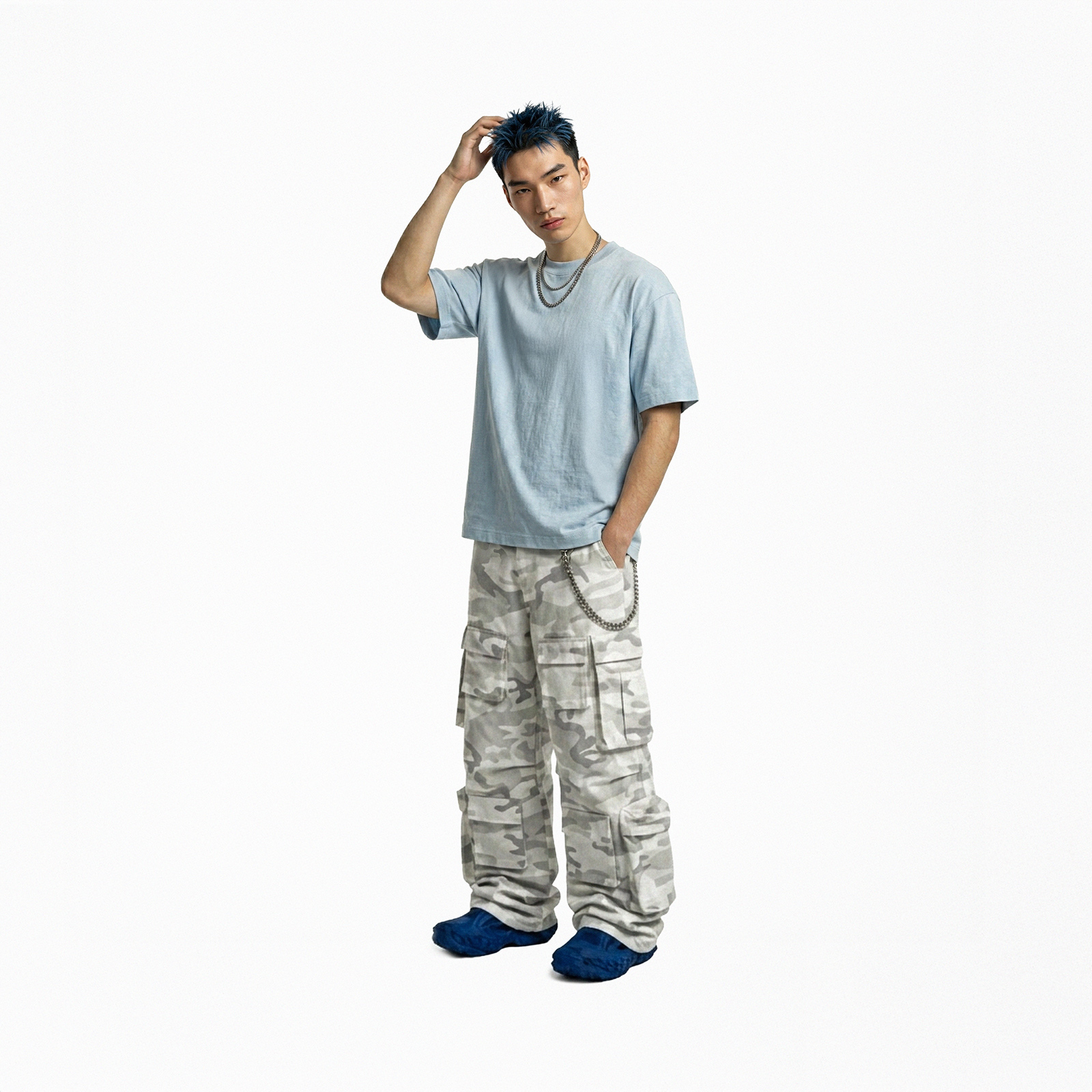 Áo phông nữ basic màu xanh biển NULLED N-T00-XB
