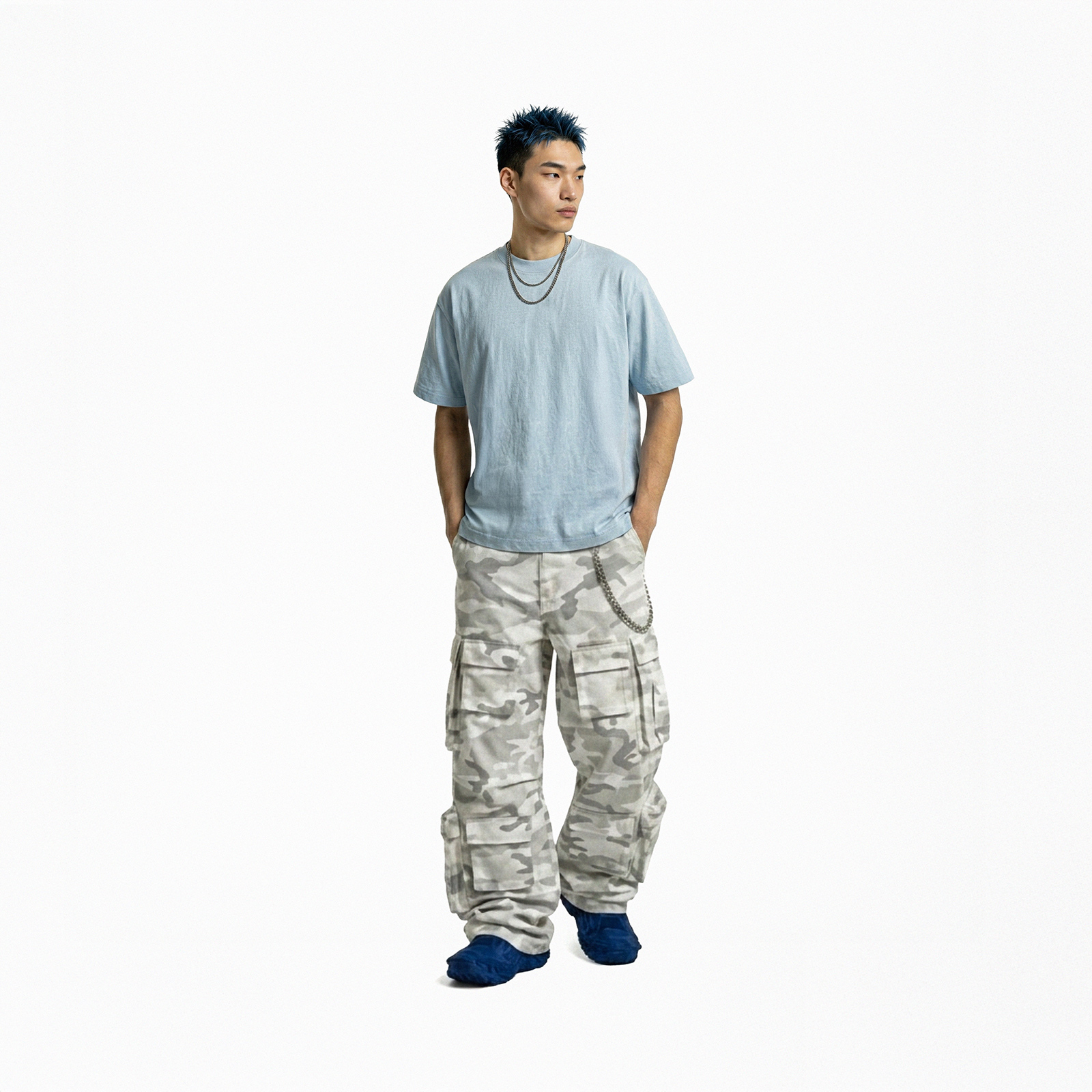 Áo phông nữ basic màu xanh biển NULLED N-T00-XB