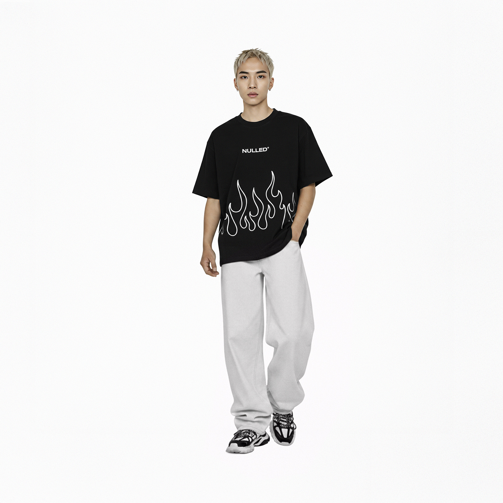 Áo thun đen local brand Burn Tee N-T10