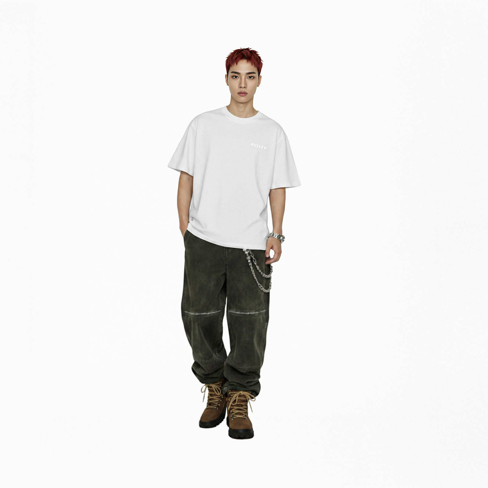 Áo thun trắng boxy NULLED Tee N-T24-T