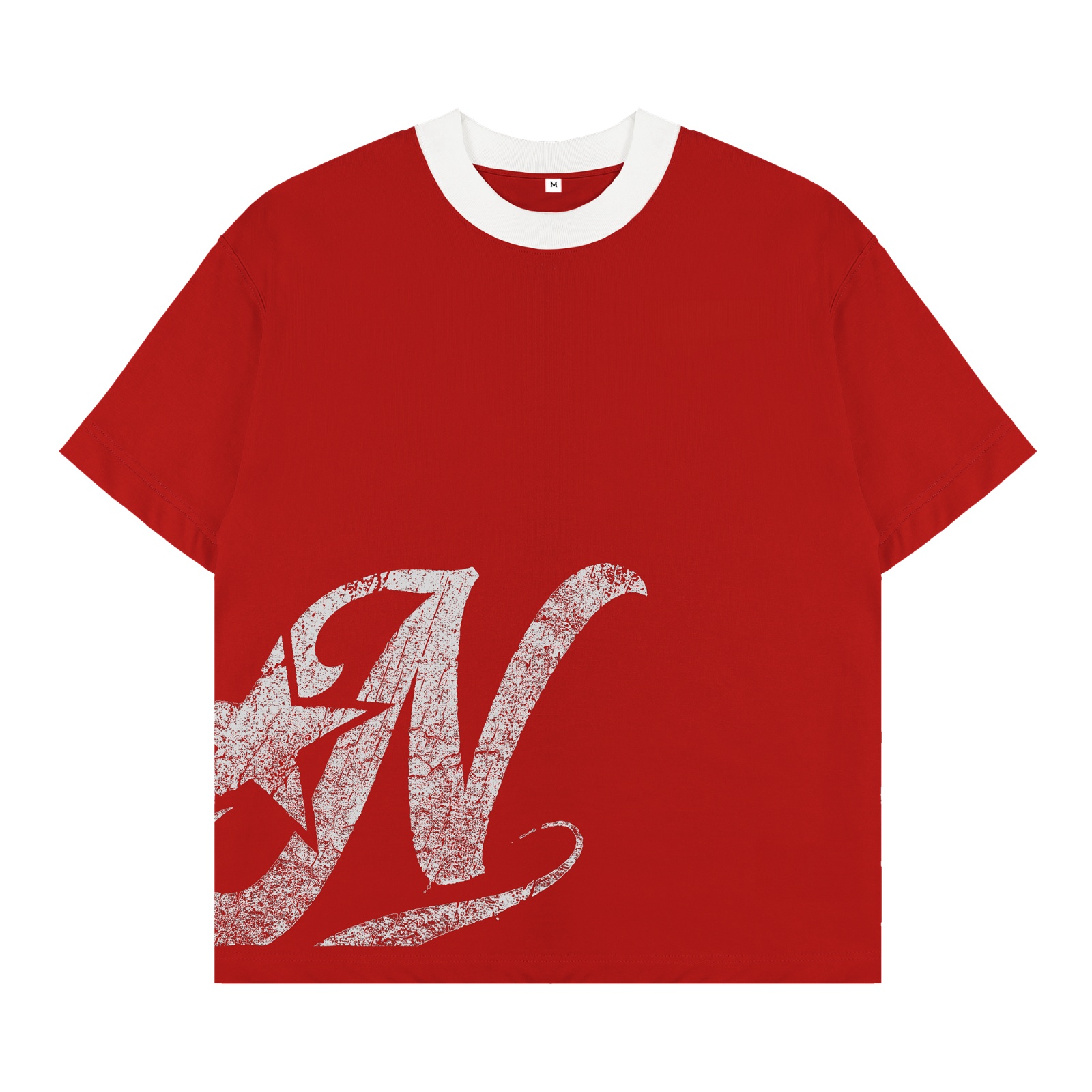 Áo thun in hình màu đỏ phối cổ form boxy NULLED Y2K Grunge Tee N-T301-05-DOVT