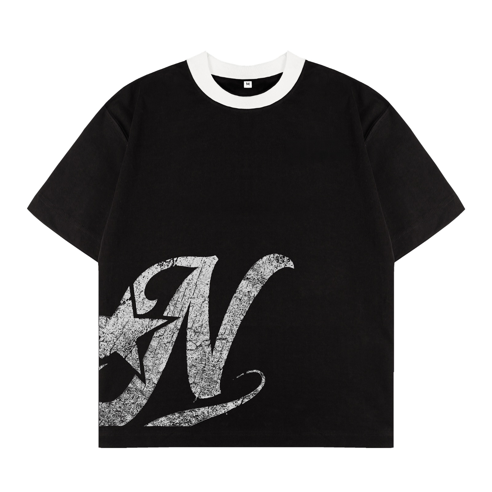 Áo thun in hình màu đen phối cổ form boxy NULLED Y2K Grunge Tee N-T301-05-DVT