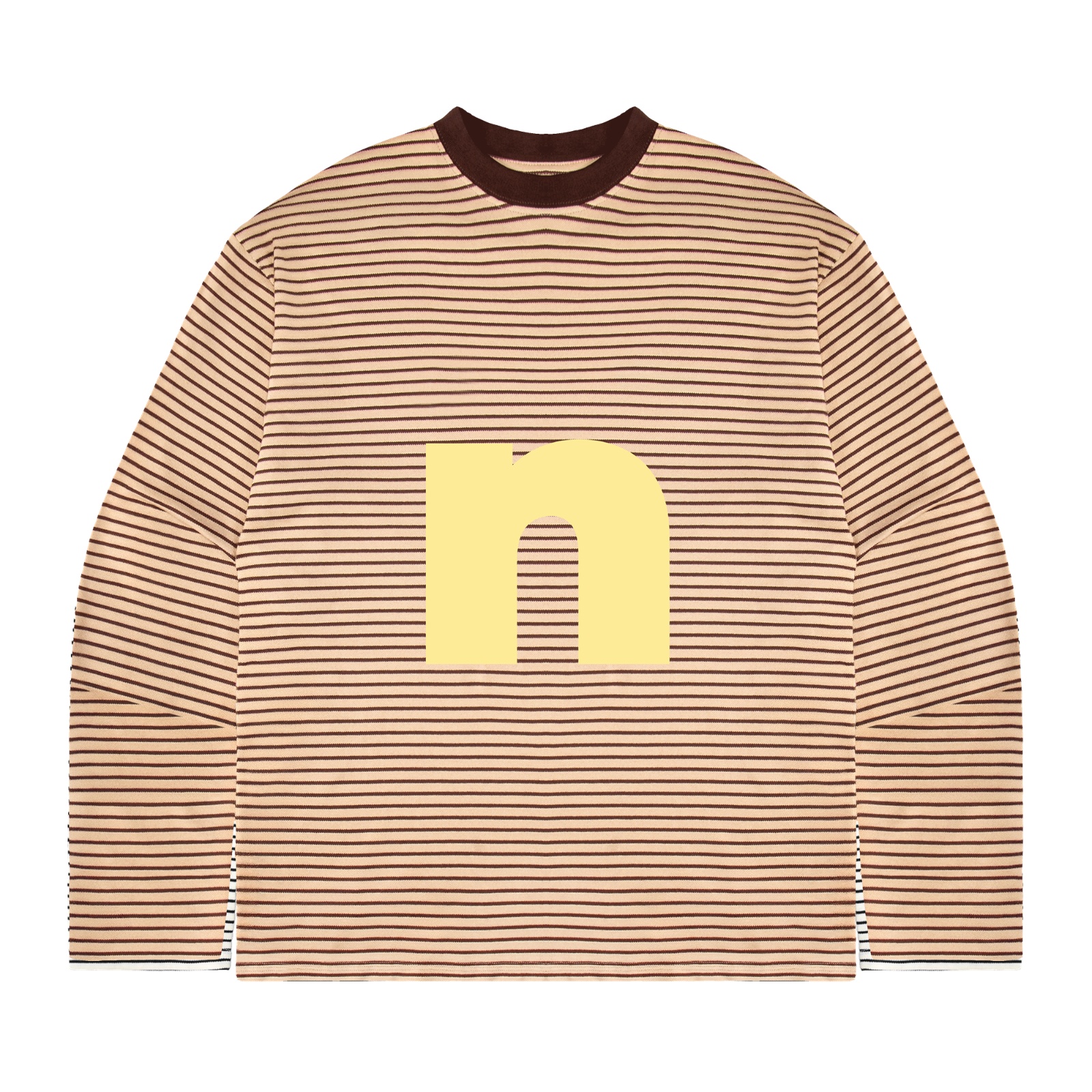 Áo thun tay dài NULLED màu nâu in hình basic Signature N Tee N-T305-06-N