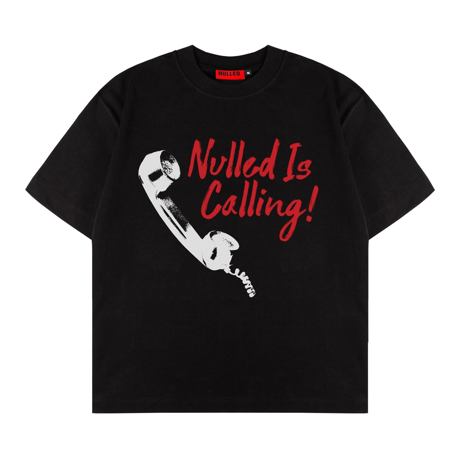 Áo thun in hình retro NULLED màu đen Navy The Call Tee N-T309-00-D