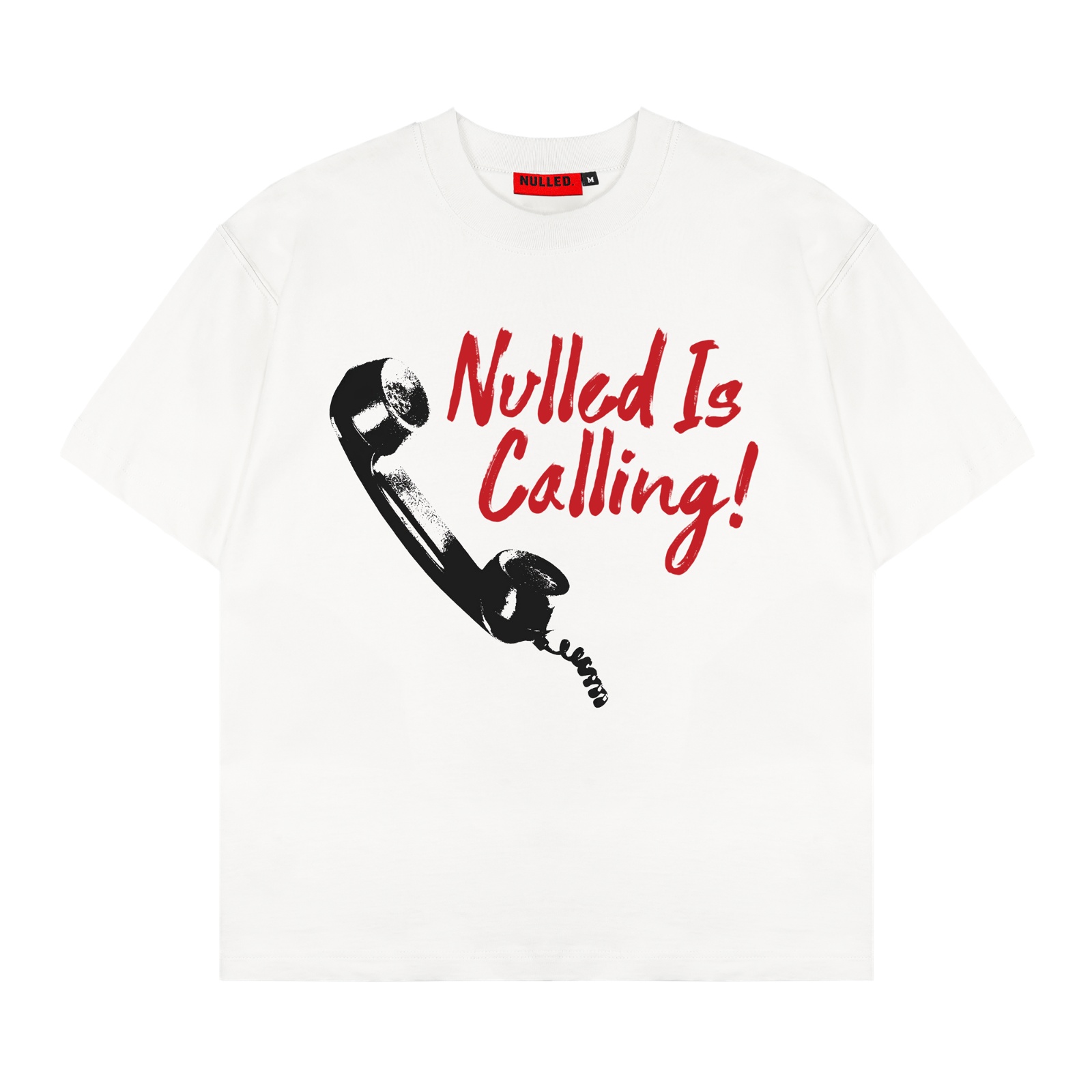 Áo thun in hình retro NULLED màu trắng The Call Tee N-T309-00-T