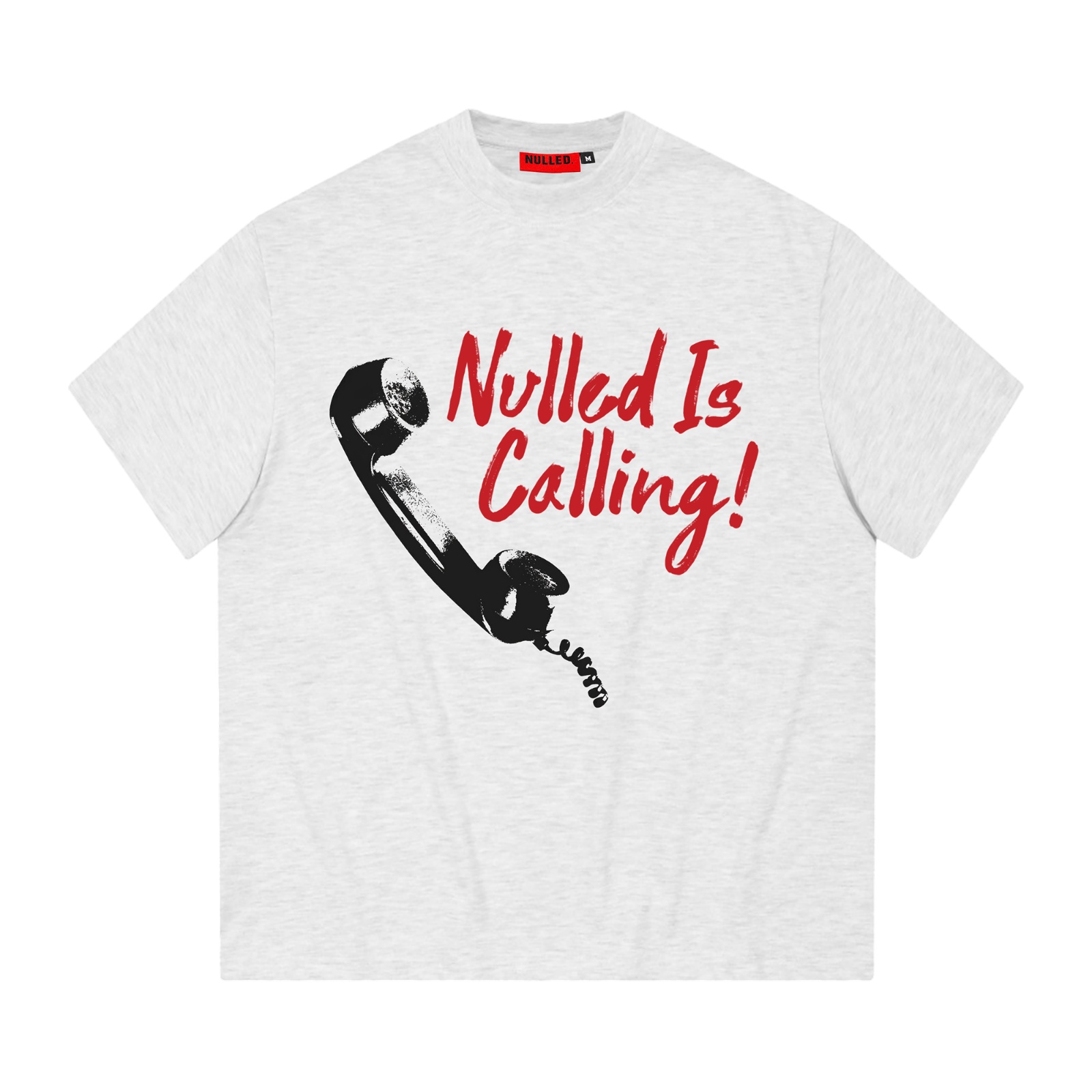 Áo thun in hình retro NULLED màu xám trắng The Call Tee N-T309-00-XT