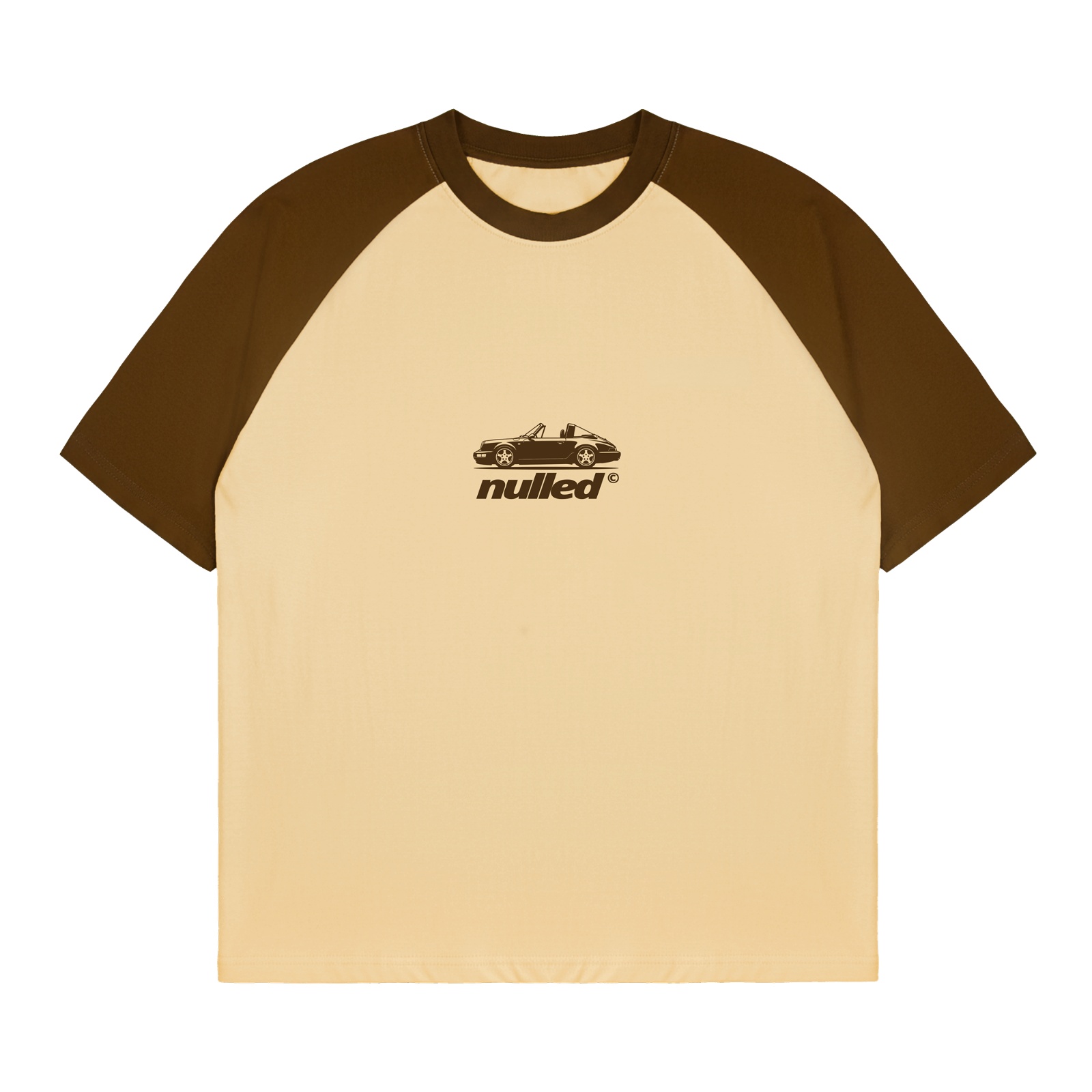 Áo thun raglan in hình màu nâu be NULLED Vintage Roadster Tee N-T310-07-BN