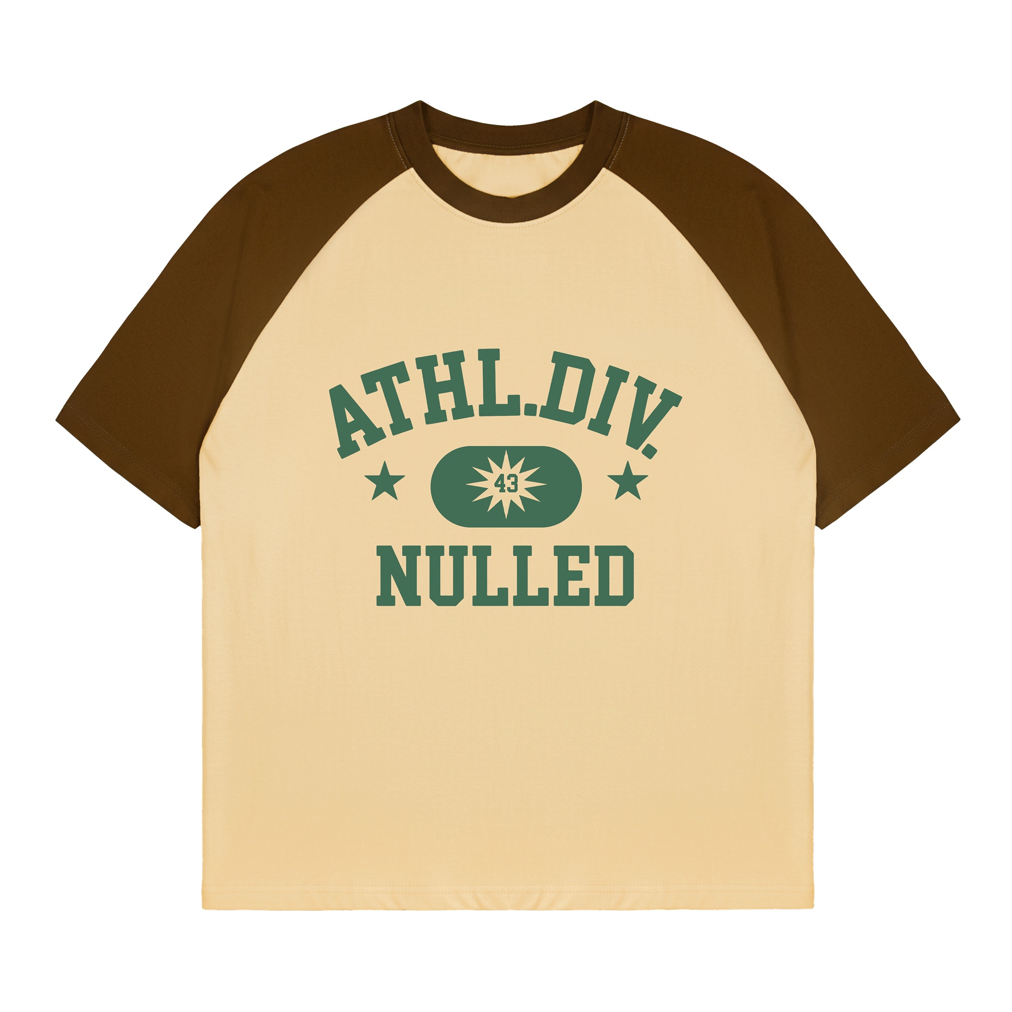 Áo thun raglan in hình màu nâu be NULLED Campus League Tee N-T311-07-BN