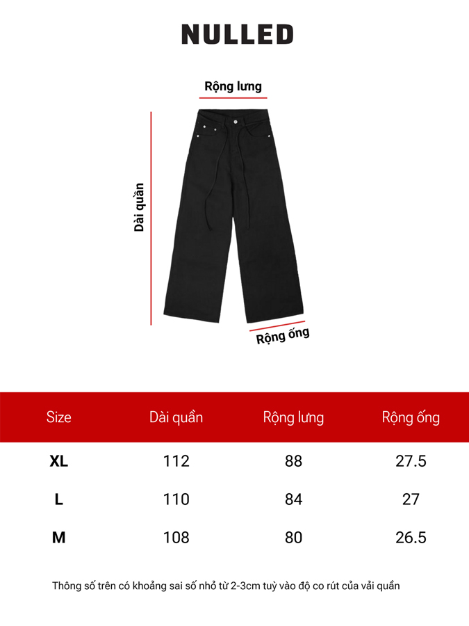 Quần jean denim phối dây basic local brand NULLED N-Q11
