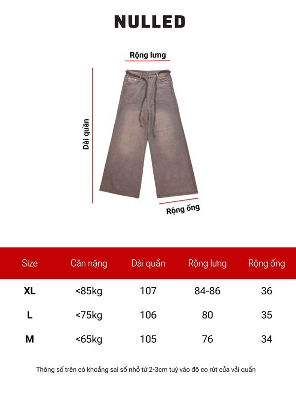 Quần jean ống rộng wash brand NULLED N-Q2