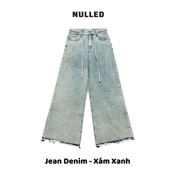 Quần jean nữ ống rộng phối dây local brand NULLED N-Q4