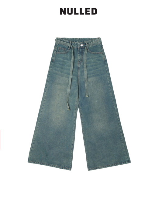 Quần jean ống rộng phối dây local brand NULLED N-Q5