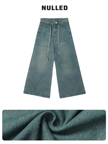 Quần jean ống rộng phối dây local brand NULLED N-Q5