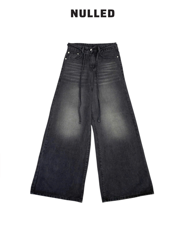 Quần denim wash ống rộng local brand NULLED N-Q8