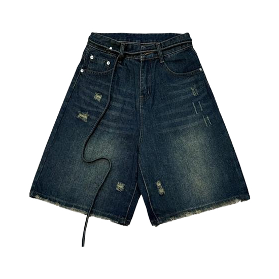 Quần short phối dây denim local brand NULLED N-QS3